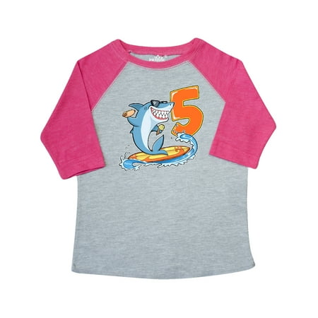 

Inktastic Fifth Birthday Surfing Shark with Hot Dog and Ice Cream Gift Toddler Boy or Toddler Girl T-Shirt