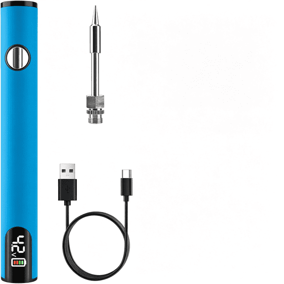 CURYMAY 510 Thread Battery Cart Pen, W/Welding Pen Portable Electric Soldering Iron Kit, Adjustable Voltage Usb Rechargeable, with 650Mah Battery for Home Appliance Electronics Repair (Blue)