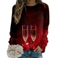 thumbnail image 5 of Womens Valentines Day Print Crewneck Fit Pullover Tops Long Sleeve Workout Shirts Loose Blouse, 5 of 5