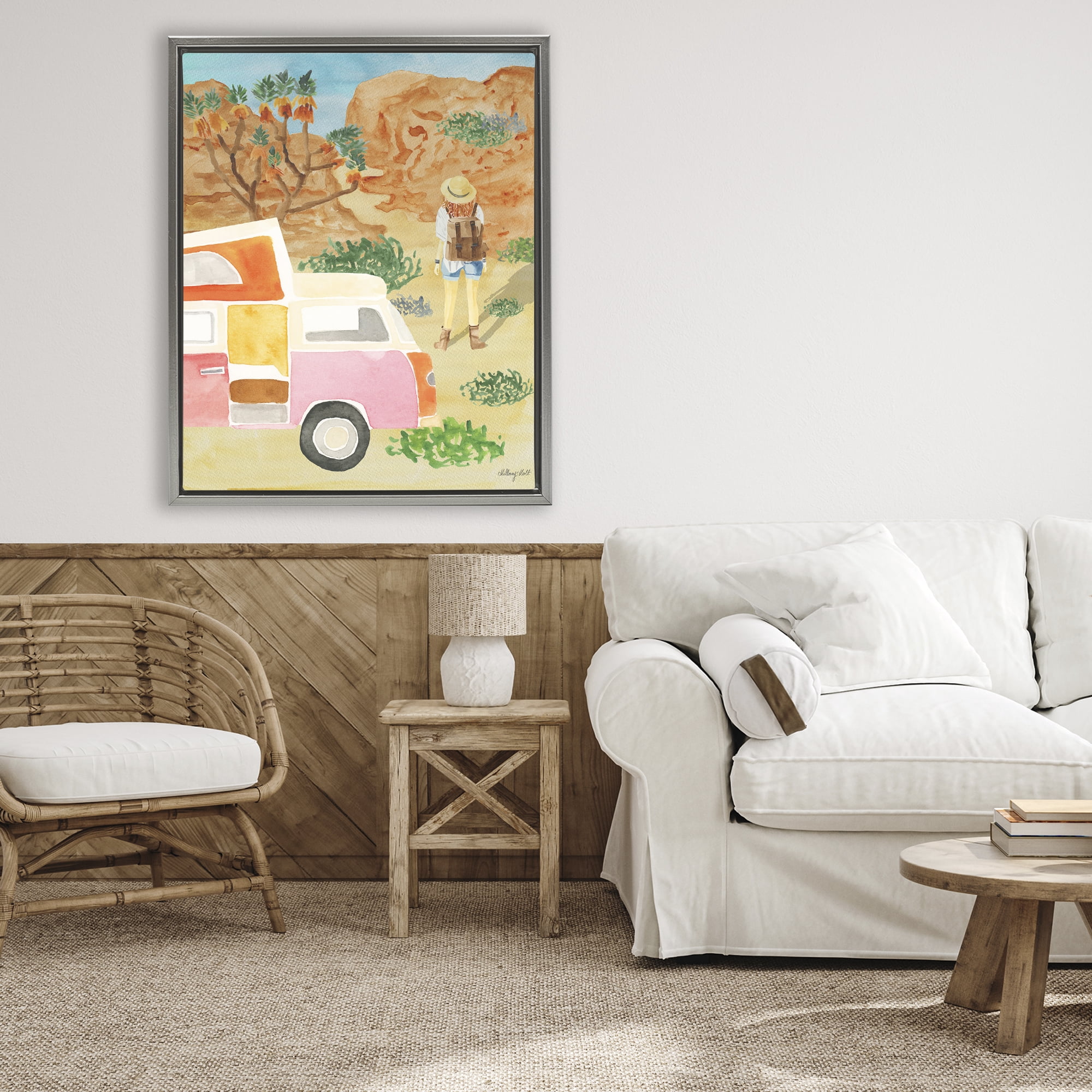 Stupell Industries Mojave Desert Road Trip Gray Framed Floater Canvas Wall Art, design by Hillary Holt
