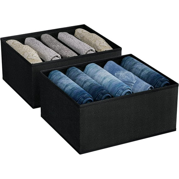 DIMJ 5-Compartment Foldable Closet Organizer, Grey, 2 Count Pack