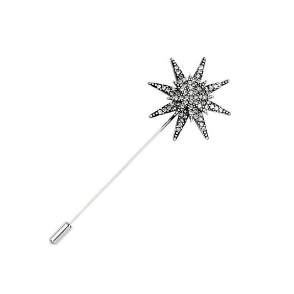 Silvertone Crystal Starburst Brooch