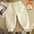 thumbnail image 2 of Byoo Toddler Boys Lined Sweatpants Thickened Solid Color Warm Sport Joggers Comfortable Soft Trousers,Beige, 2 of 4