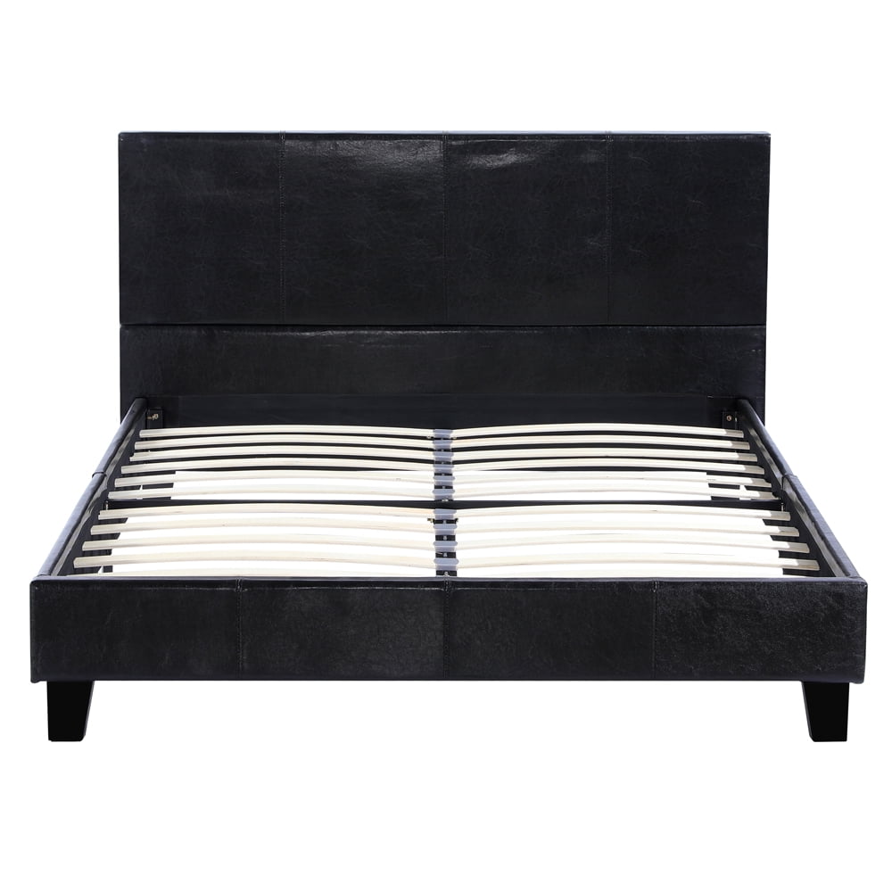 Lowestbest Simple Contemporary Wood Slat Bed, Twin, Black