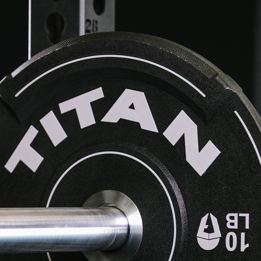 Titan Fitness 10 LB EZ-Grip Urethane Olympic Weight Plates, Pair of Black Competition Plates with Steel Chrome Core, Easy-Grip Interlocking Design, Weightlifting, Strength Training, Home Gym Plates