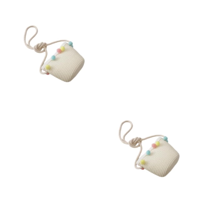 Sonducket Manténgase fresco con estilo, sombrero trenzado de paja ligero, conjunto encantador para niñas, sombrero para el sol para niños, Leche blanca bolsa 2Conjunto