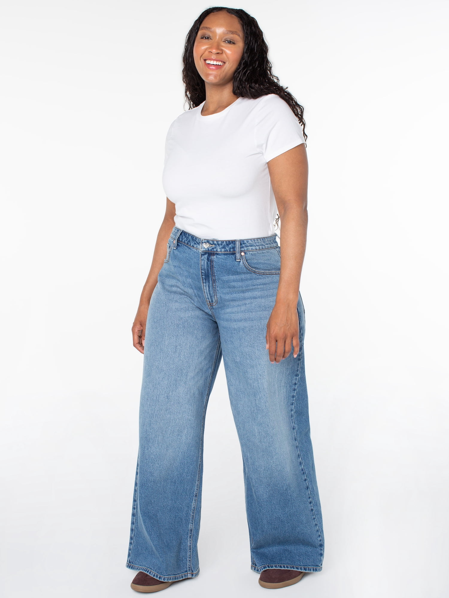 Celebrity Pink Women's and Women's Plus Slouchy Wide Leg with Back Buckle, Sizes 1-24