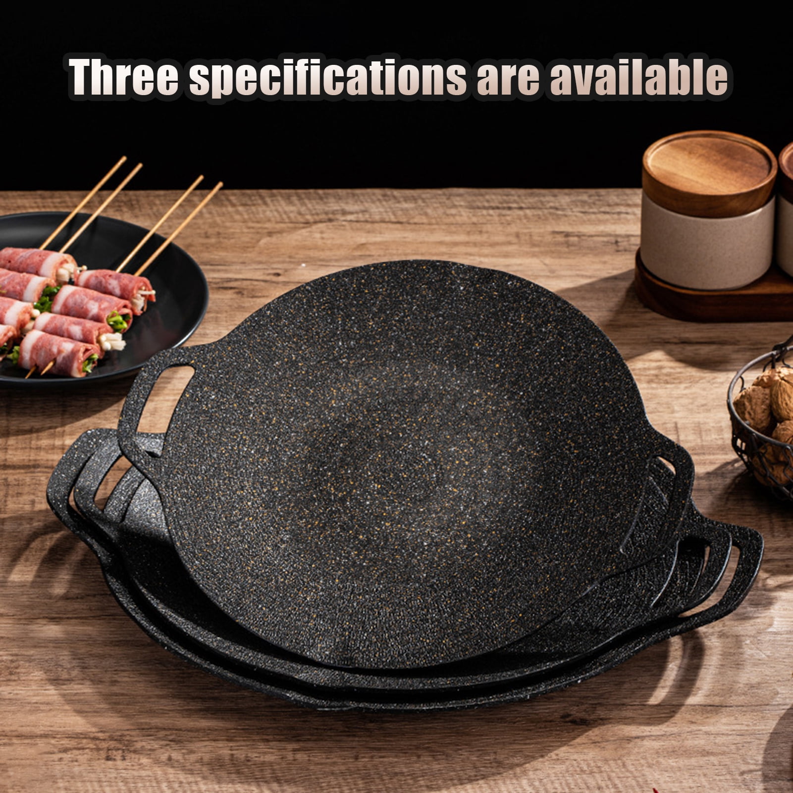 Opvise Multi-Functional Cast Iron Grill Pan with Detachable Legs, Large Round Baking Tray for BBQ, Camping, Oven, Stovetop, Even Heat Distribution, Gift for Cooking Enthusiasts
