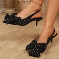 thumbnail image 5 of FRSASU Women's Polka Dot High Heels Sandals Summer Bowtie Decor Kitten Heeled Sandals, Pointed Toe Slingback Party Shoes for Woman Black, 5 of 9