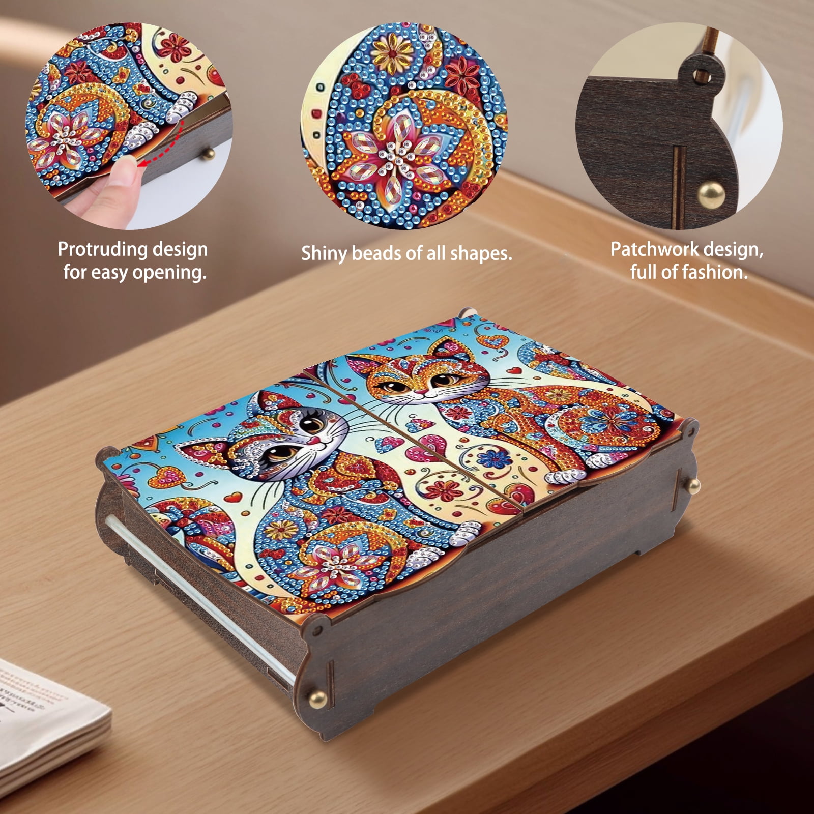 Diamond painting kit storage box, cat DIY multifunctional craft storage box, suitable for home office holiday gifts