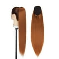 thumbnail image 3 of Benehair Clip in Hair Extensions as Human Drawstring Yaki Ponytail Real Long Thick Hair Piece for Woman Light Auburn, 3 of 7