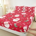 thumbnail image 3 of Castle Fairy Xmas Santa Claus 4 Pieces Queen Sheet Sets for Children Teens,Merry Christmas Ultra Soft Flat Sheet,Kawaii Pink Bowknot Queen Fitted Sheet,Microfiber Bedroom Decor, 3 of 7