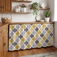 thumbnail image 3 of Moroccan Cabinet Curtains 32"W x 55"L,Dustproof Sink Skirt Curtain for Kitchen Bathroom,Vintage Moroccan Texture Yellow Grey Adhesive Desk Skirt Door Cover Curtains for Pantry Classroom Office Closet, 3 of 8