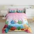 thumbnail image 2 of Feelyou Kawaii Ocean Axolotl Queen Comforter Set for Teens, Initial A Letter Bedding Sets, Dreamy Marine Animal Reversible Bedding Comforter Set, Breathable Home Decor, 3pcs, 2 of 8