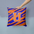 thumbnail image 2 of Carolines Treasures CJ1023-UPW1414 Letter U Initial Tiger Stripe - Blue Orange Fabric Decorative Pillow, 14Hx14W,, 2 of 4
