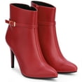thumbnail image 2 of DARING DIVA Women's Stylish Buckle Strap Stiletto Heels Ankle Boots Red US 8, 2 of 6