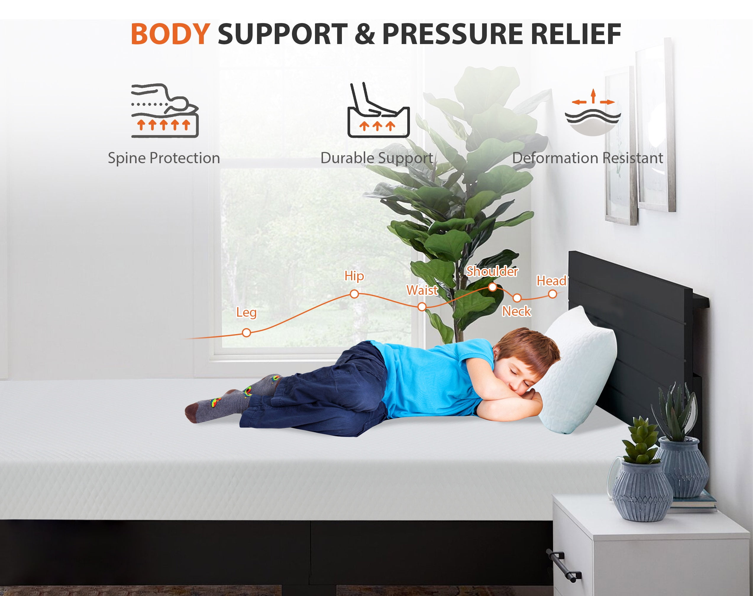 CL.HPAHKL Full Size 8 Inch Gel Memory Foam Mattress, Medium Firm Cooling Mattress for Pressure Relief & Cool Sleep, CertiPUR-US Certified, Fiberglass Free, Bed in a Box