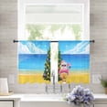 thumbnail image 3 of Christmas Tree Sheer Curtains 45 Inch Length 2 Panels Set, Semi Transparent Voile Rod Pocket Curtains for Living Dining Room Bedroom Drapes Summer Santa Claus Blue Beach Coastal, 3 of 8