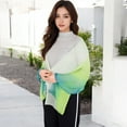 thumbnail image 5 of Women's Lightweight Gradient Chiffon Scarves with Flowing Ruffled Edges in Vibrant Multi-Color Designs-Green, 5 of 7