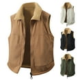 thumbnail image 2 of ZCFZJW Men's Winter Thicken Warm Corduroy Vest Casual Sherpa Fleece Lined Full Zip Lightweight Vest Outerwear Soft Cotton Travel Jackets Khaki XL, 2 of 10