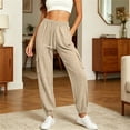 thumbnail image 6 of Womens Cargo Joggers Casual Pants with Multi-Pockets Women's Joggers,Drawstring, Solid Color, Elastic Waist, High Rise,Running,Yoga Gym,Workout Wear,Casual, 6 of 7