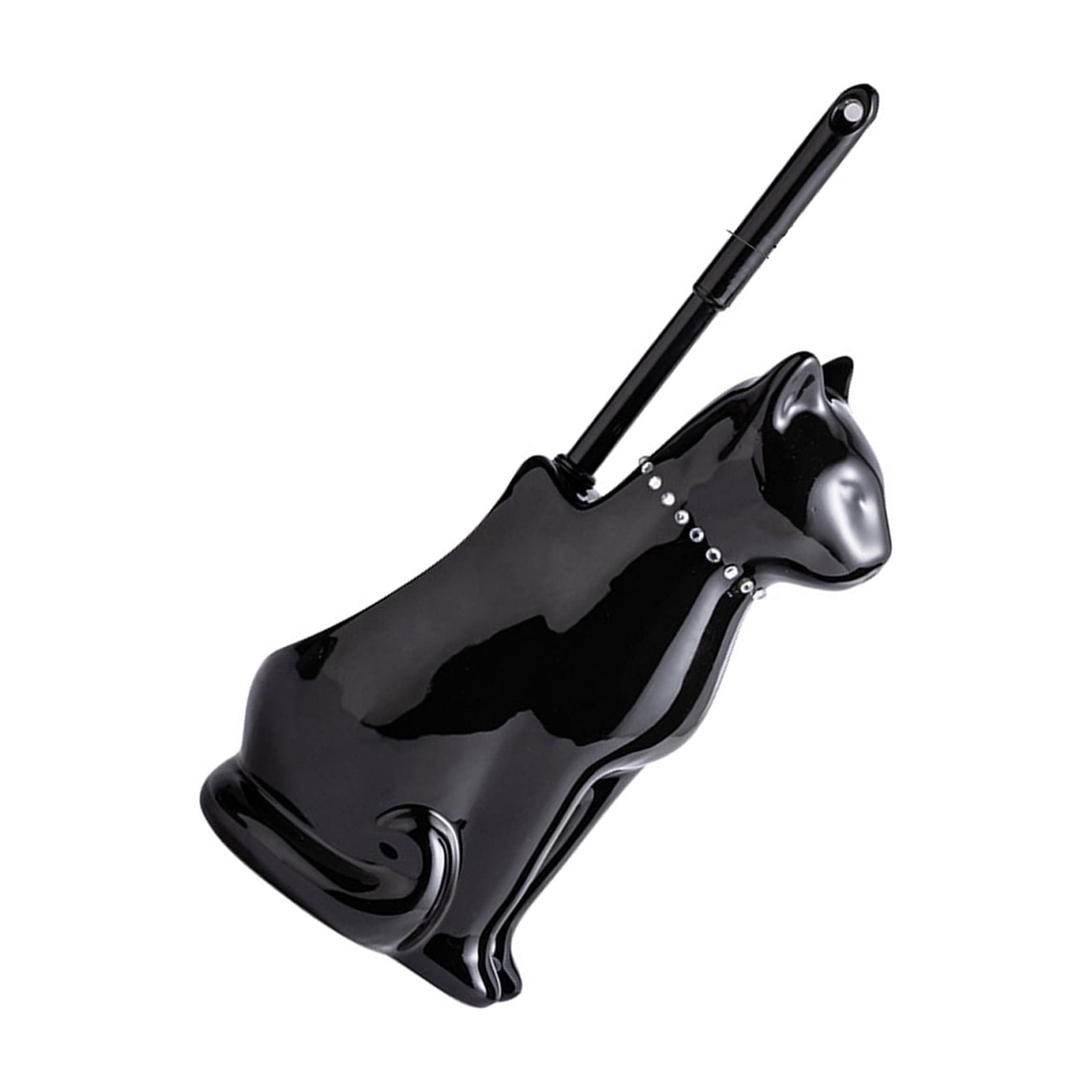 2. Ceramic Cats Base Toilet Bowl Brush & Holder, Soft Bristles Freestanding Brush for Bathroom