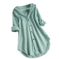 thumbnail image 1 of Besolor Women's Plus Size Button down Shirts Striped Collared Long Sleeve Tops Casual Loose Fall Spring Blouse, 1 of 7