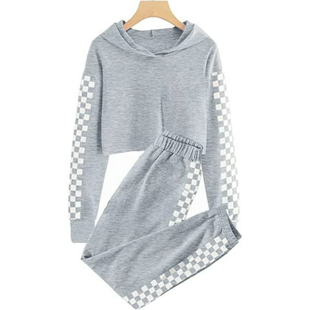 

PEACNNG Boys 2 Piece Outfits Long Sleeve Hooded Crop Tops Sweatshirts and Fashion Sports Pants