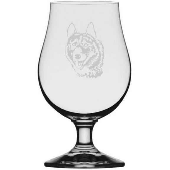 Siberian Husky Dog Themed Etched 13.25oz Iona Beer Glass