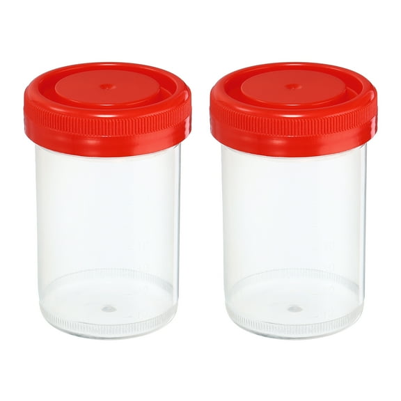 Uxcell 90mL Sample Cups Sample Containers Leak Proof Screw Cap Plastic Red 2Pcs