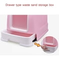 thumbnail image 3 of Litter Box Fashion Creative Portable Handle Automatic Cat Toilet Pet Garbage Bin with Drawer Cat Litter Cat Toilet Cat Litter Box (Color : Pink), 3 of 6