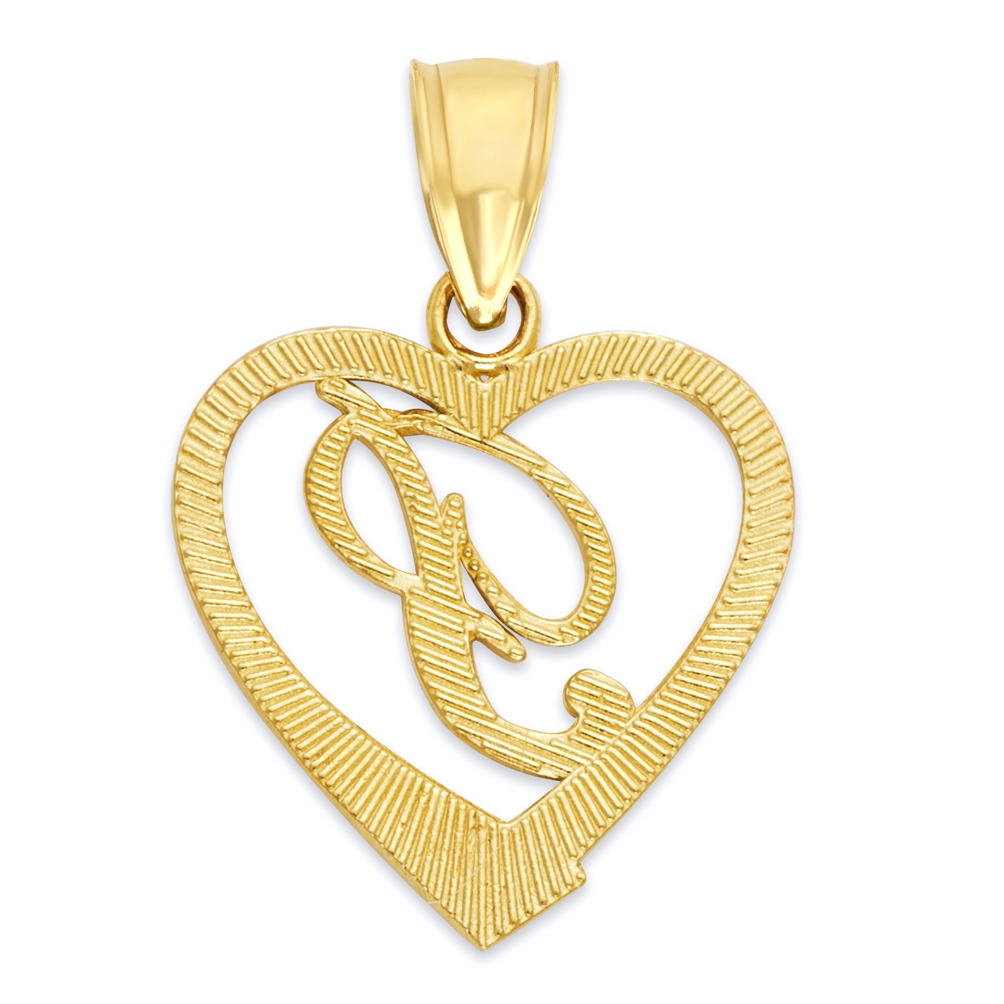 Golden Fire Solid 14k Initial Heart Pendant - Personalized Jewelry Gifts for Women