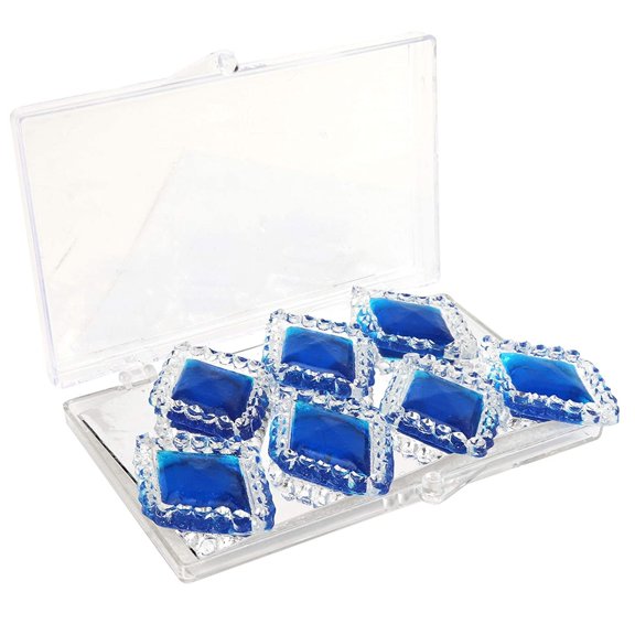 O'Creme Edible Diamond-Framed Rhombus "Diamond Shape" Gemstones 25mm x 35mm for Decorating Cakes and Cupcakes; 7 Pieces Sapphire Blue