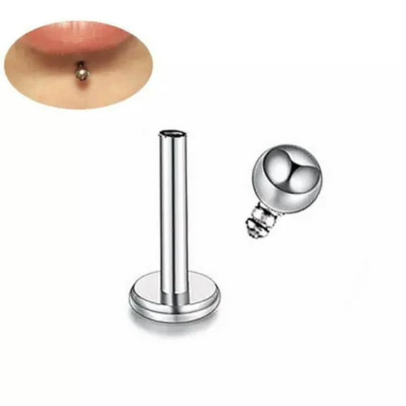 K-KED 10 PCS/lot Internally Thread Labret Ring Surgical Steel Lip Stud Tragus Piercing-16G 6mm ball 3mm