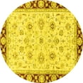 thumbnail image 1 of Ahgly Company Machine Washable Indoor Round Oriental Yellow Traditional Area Rugs, 6' Round, 1 of 4