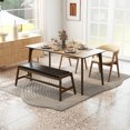 thumbnail image 3 of Costway 1 PCS 50" Long Solid Wood Dining Bench with Faux Leather Padded Seat Rubber Wood Frame, 3 of 10