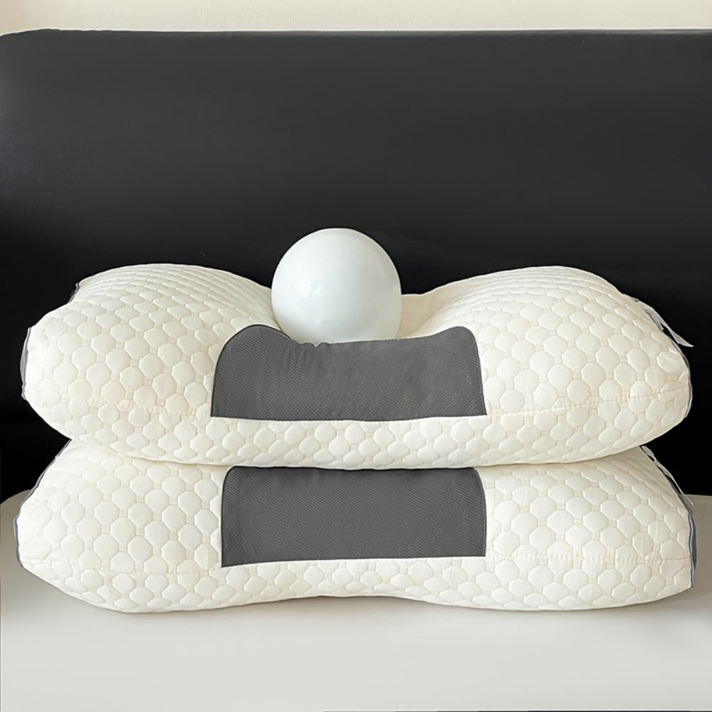 2-Pack Neck Pillow Soft Knitted Massage- Adjustable Ergonomic Orthopedic Contour Support, High Quality Pillow Core, Removable Cover for Sleeping Comfort