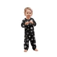 thumbnail image 2 of Yuaguia Family Christmas Matching Pajamas Set, Wish You a Merry Christmas Tree Letter Print Long Sleeve Tops and Black Snowflake Print Pants, Holiday Sleepwear, Baby 9 Months, 2 of 5