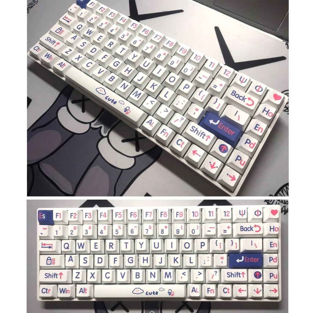 125Keys Kleins Blue Keycaps Set Original Height PBTs Thermals Sublimations for 60 80 61/64/68/75/ Mechanical Keyboards