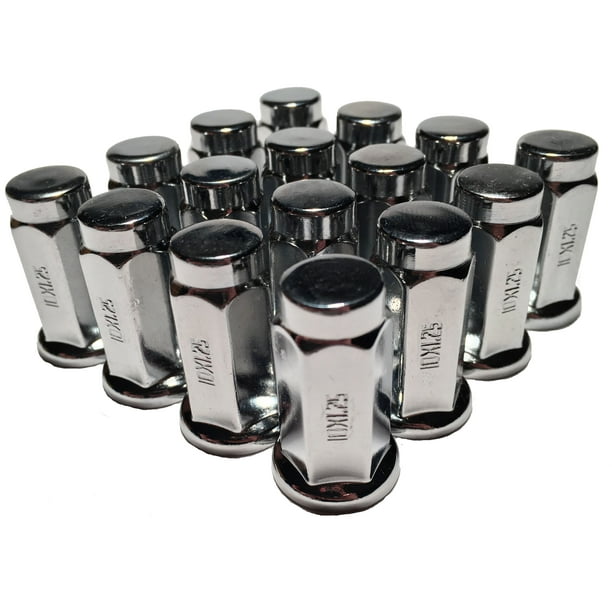 16 Chrome 10X1.25 Flat Base Lug Nuts ATV UTV 14mm Hex Honda Yamaha