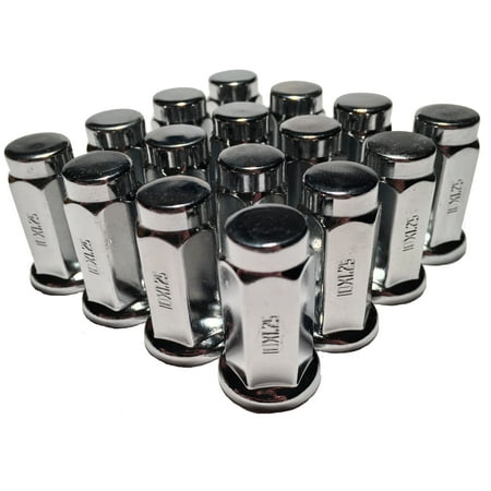 Honda Flat Track - 16 Chrome 10X1.25 Flat Base Lug Nuts ATV UTV 14mm Hex Honda Yamaha Suzuki