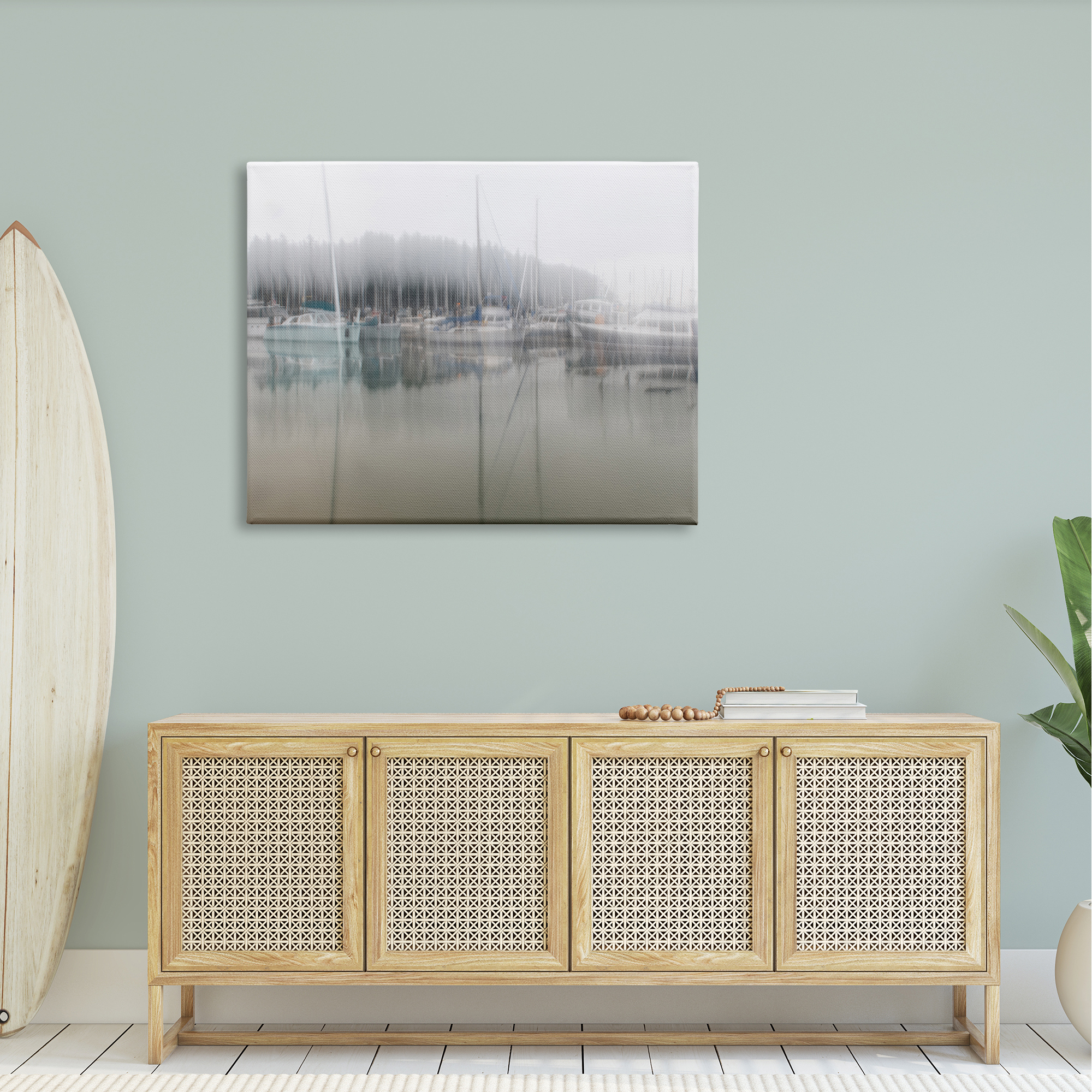Stupell Industries Foggy Weather Boat Marina Peaceful Floating Watercraft Graphic Art Gallery Wrapped Canvas Print Wall Art, Design by Nancy Crowell