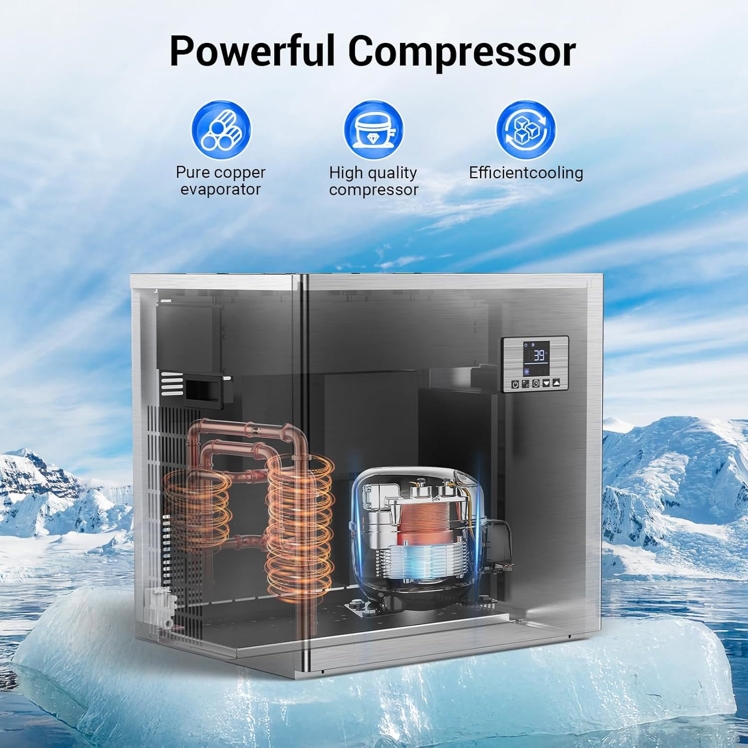 Joreek Commercial Ice Machine 650LBS/24H with 400LBS Storage Bin Large Industrial Ice Maker Self-Cleaning Timing Function 210 Ice Cubes in 5-15min, Adjustable Ice Thicknesses