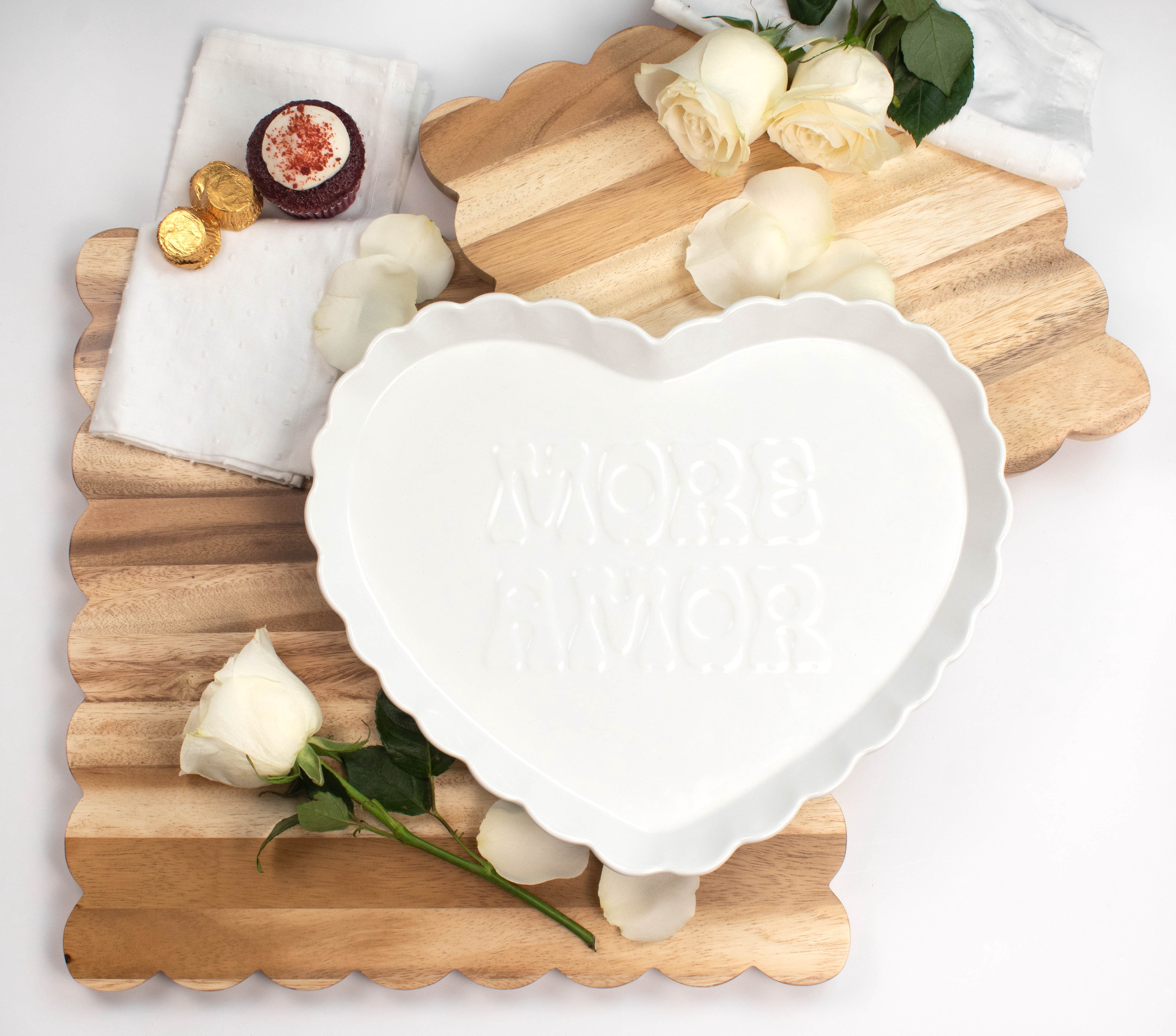 Way To Celebrate 1 Pack White Heart Earthenware Serving Tray