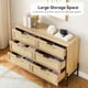 thumbnail image 5 of Estilo rural 6-cajón oak rattan cómoda de madera chest para dormitorio, entrada, y sala de estar, 5 of 7