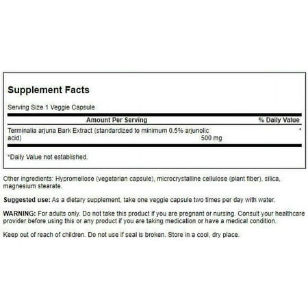 Swanson Arjuna 500 mg 60 Veggie Capsules
