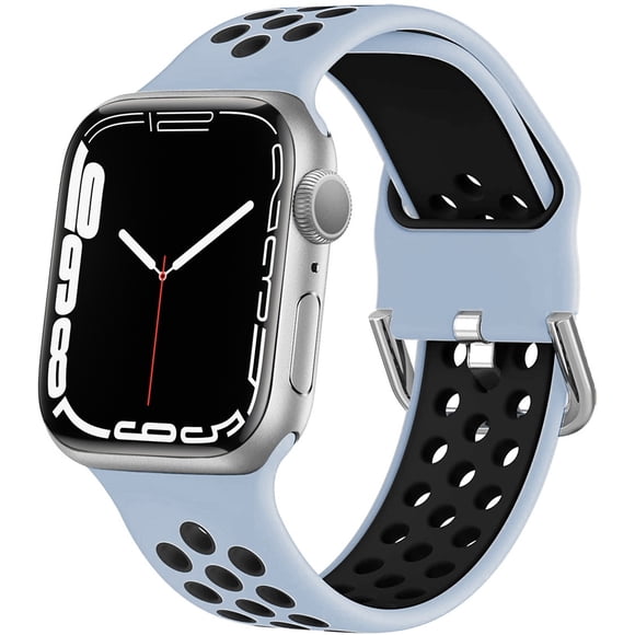 ALMNVO Silicone Compatible pour Apple Watch Bracelets 40mm 44mm 38mm 42mm 41mm 45mm, Bracelets en Silicone Souple Respirant Bracelets Ajustables pour Apple Watch Series 3/6/5/4/7/2/ 1/SE/ Nike+