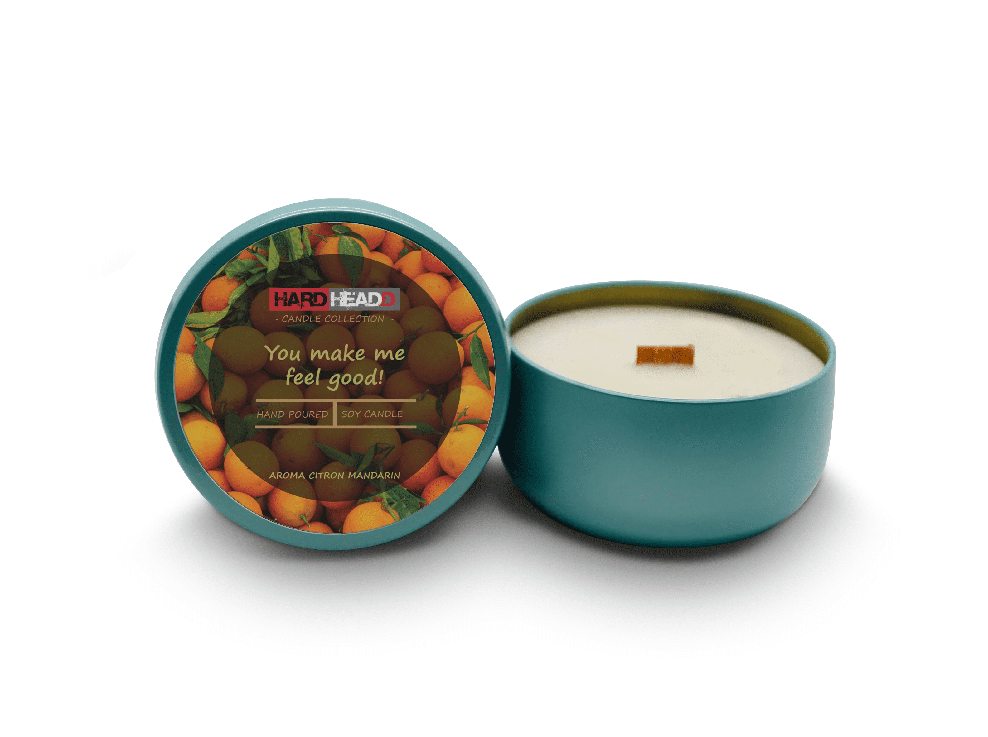 Aroma Citron Mandarin Soy Candle with Crackling Wood Wick, Balanced