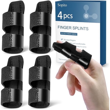 Sopito Finger Splint, 4PCS Finger Brace Support Stabilizer for Index, Middle, Ring Fingers Straightening Arthritis Knuckle Immobilization