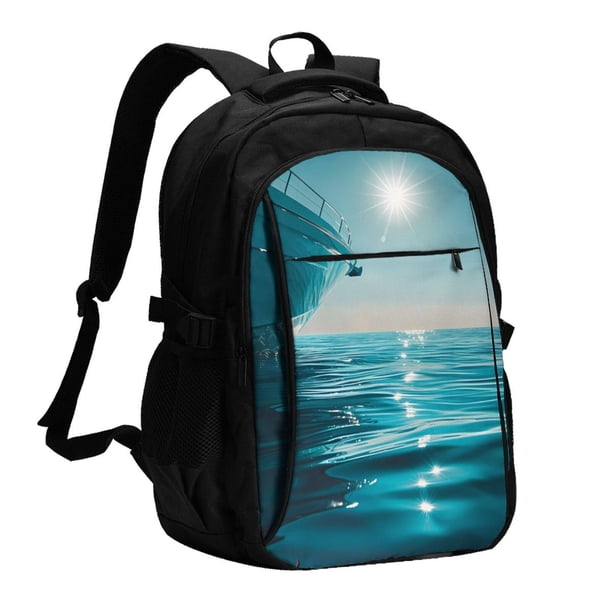 Balery Turquoise Ocean Reflection Mochila con carga USB para hombre y mujer - Mochila impermeable y antirrobo para portátil con puerto USB para viajes, trabajo, estudios y universidad
